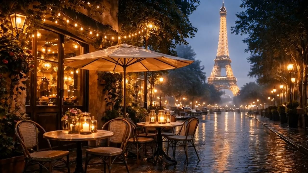 Rainy Night in Paris 🇫🇷 Eiffel Tower Ambience & Thunder for Sleep | 4K Ambience