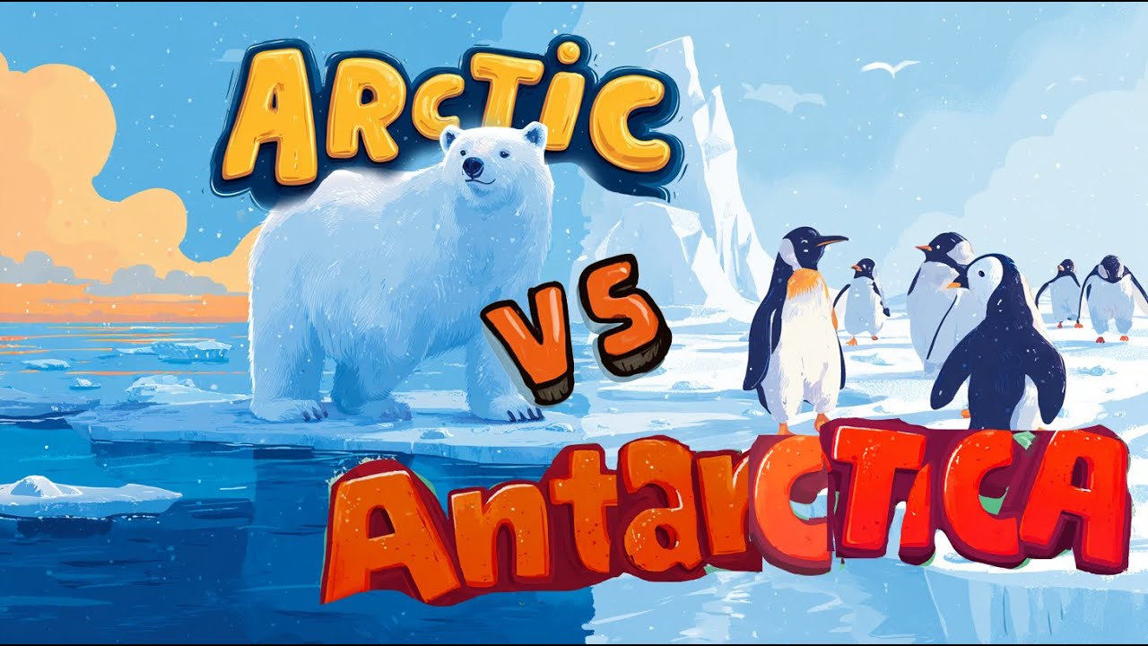 Arctic vs. Antarctica ❄️🐧🐻&zwj;❄️ | Fun Facts for Kids@KidsaiStudio05 #kidslearning