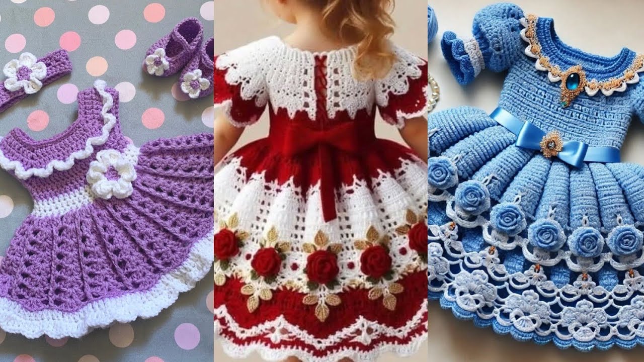 How can you make your little girls look beautiful on Eid by dressing them in crochet dresses 👗