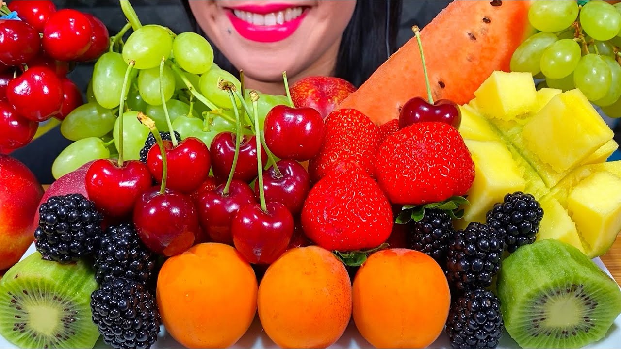 ASMR FRESH FRUIT PLATTER *MAKAN BUAH SEGAR* ताजे फल खाएं MUKBANG MASSIVE Eating Sounds
