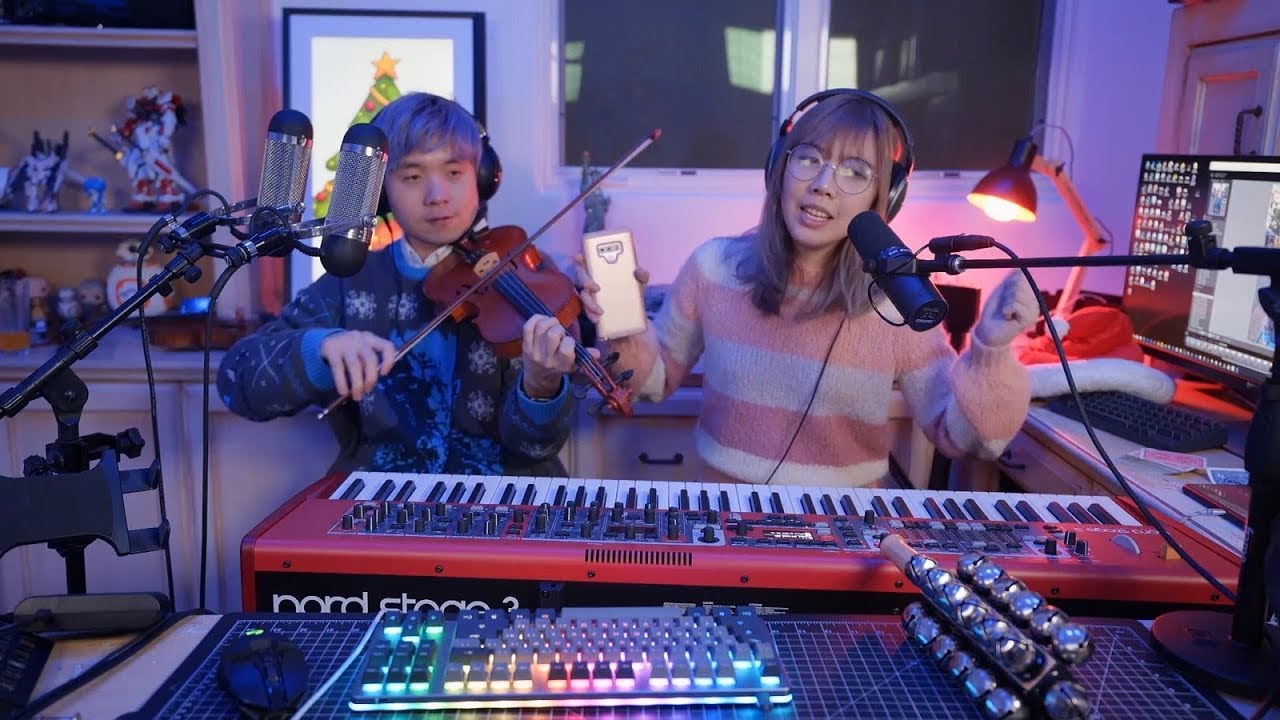 LilyPichu and Sleightlymusical Piano Violin duet Christmas 2018 stream highlight