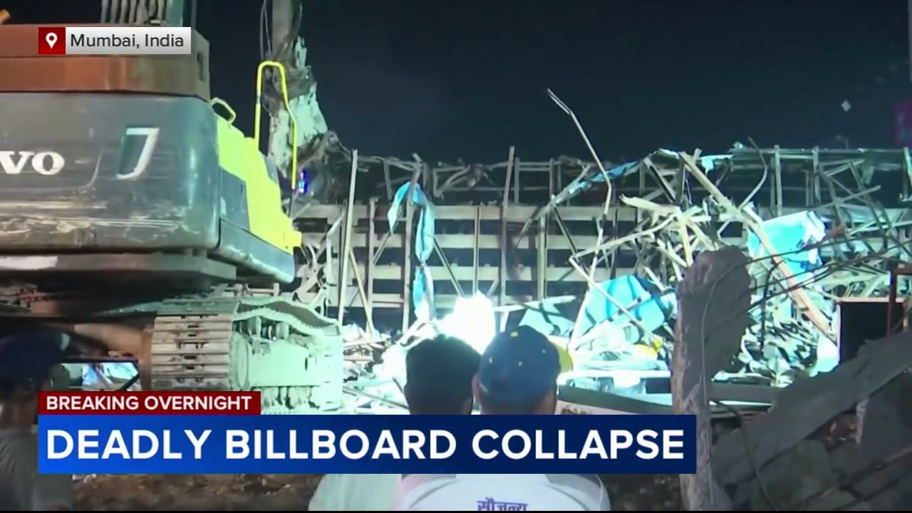Collapsing billboard kills 3 and hurts 59 amid heavy rains in Mumbai