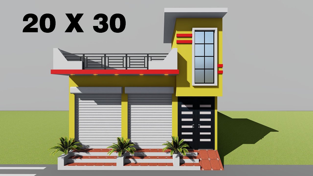आगे दो दुकान पीछे दो कमरे का मकान 3D 20 by 30 makan ka naksha 20*30 shop plan