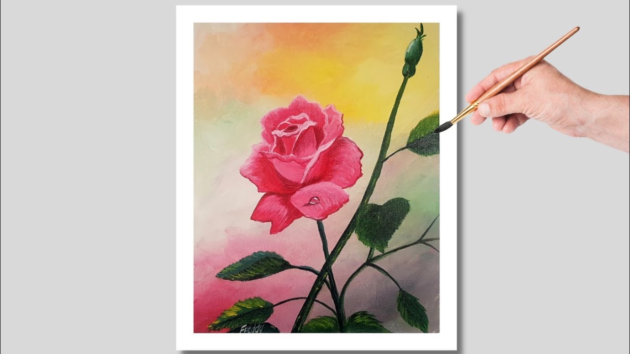 como pintar flores./acrylic painting for beginner./# 94