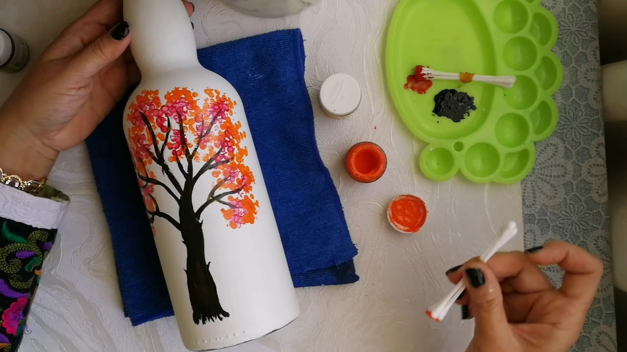 DIY | Easy Art | 5 minutes bottle art | painting ideas for beginners | autumn tree