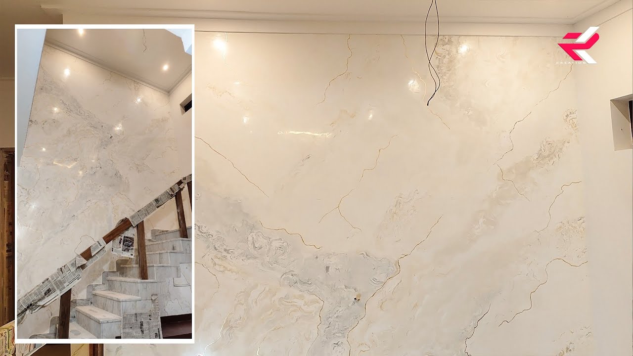 Double Height Staircase Wall Decor || Stucco Marble