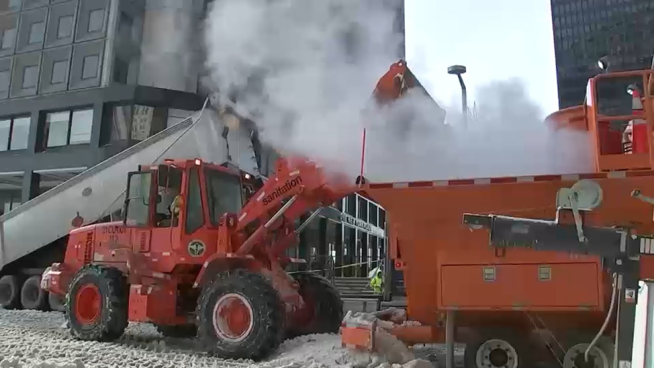 NYC Department of Sanitation shows how they're melting piles of snow across the 5 boroughs