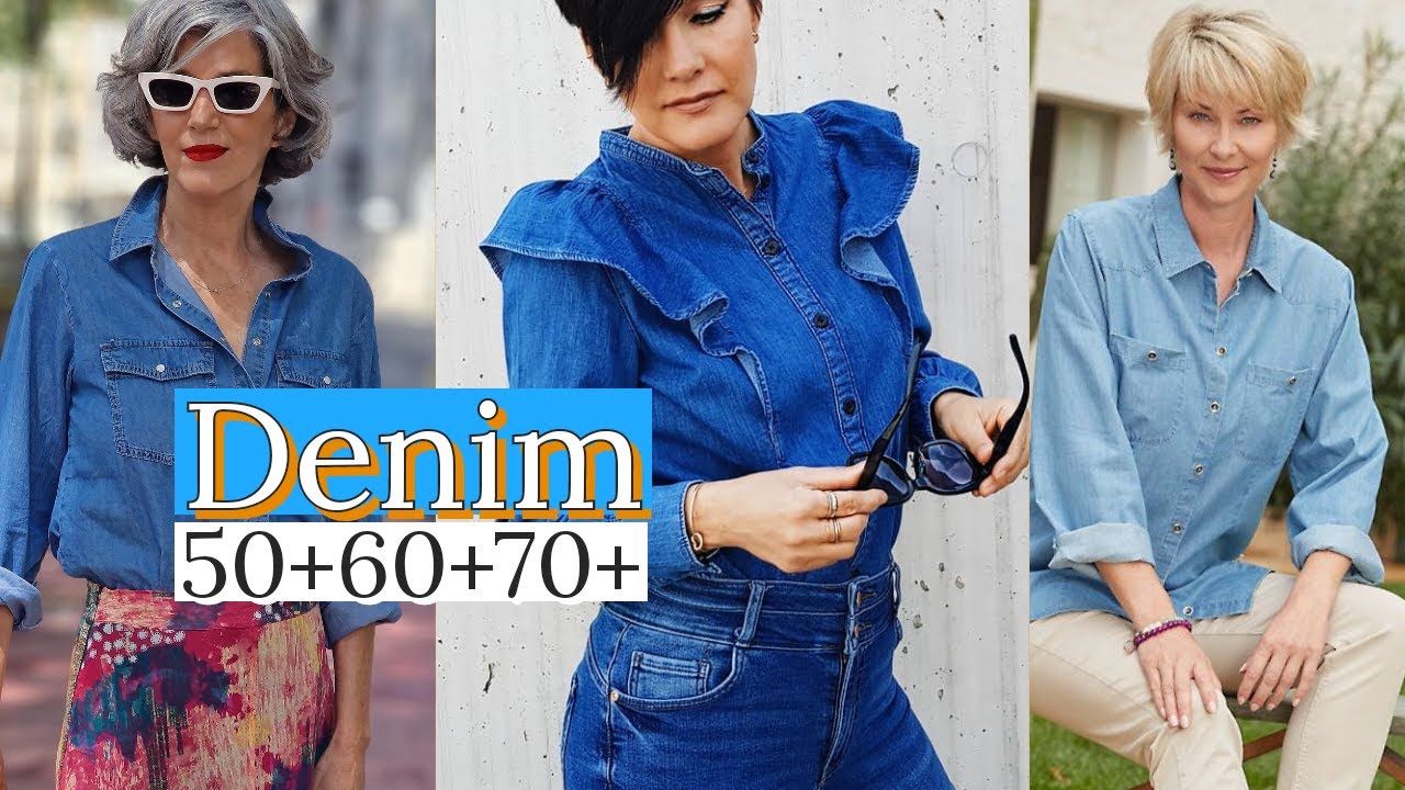 Camisas y blusas denim /moda para mujeres de 50+60+70+viste con estilo,moderna y jovial/2024-25