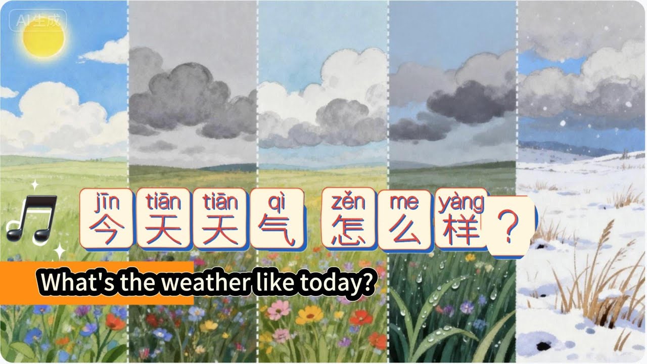 🎵Beginner Chinese Weather Song 今天天气怎么样？ |对外汉语歌曲