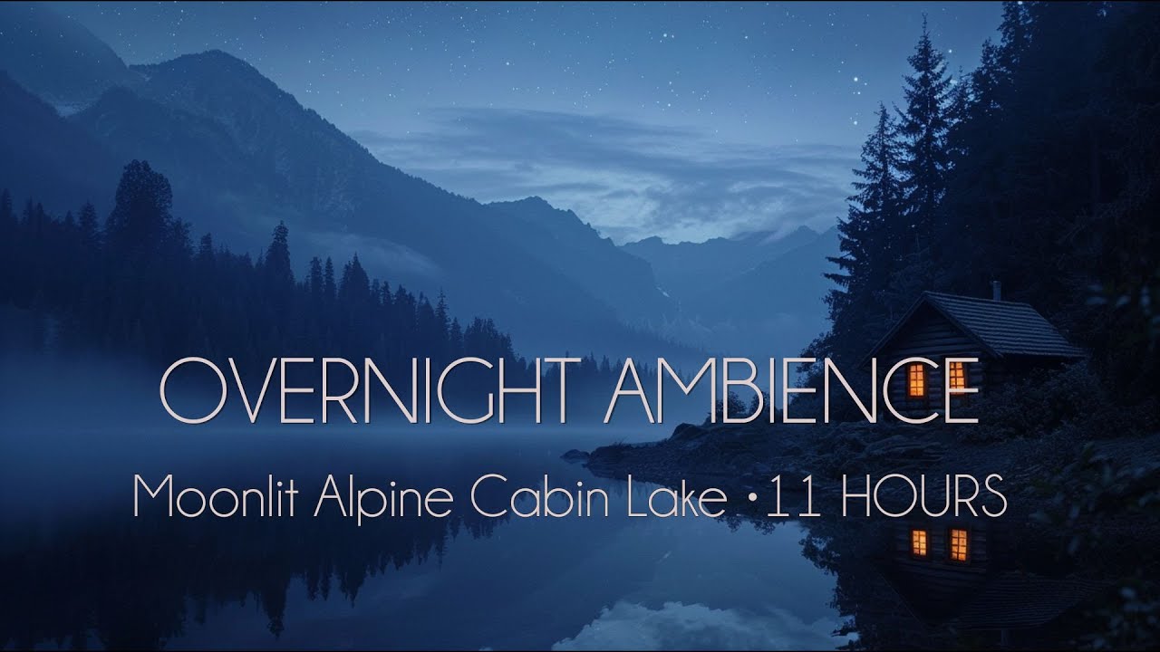 Moonlit Alpine Cabin Lake · 11 HOURS | Deep Night Ambience for Rest & Sleep