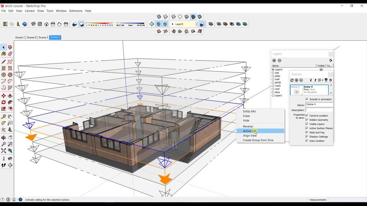 SketchUp animation using section and scene
