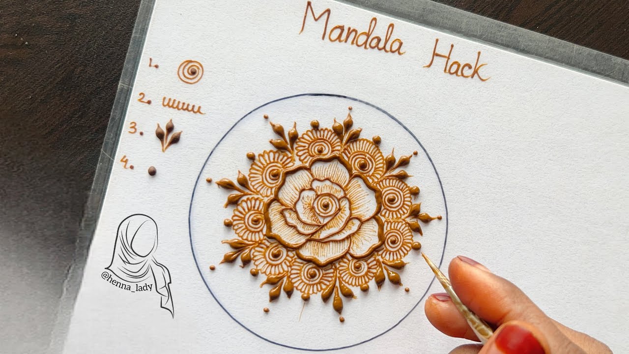 Learn Step by Step Beautiful Rose Henna Mandala || Using Spiral, humps, leave’s  with @henna_lady