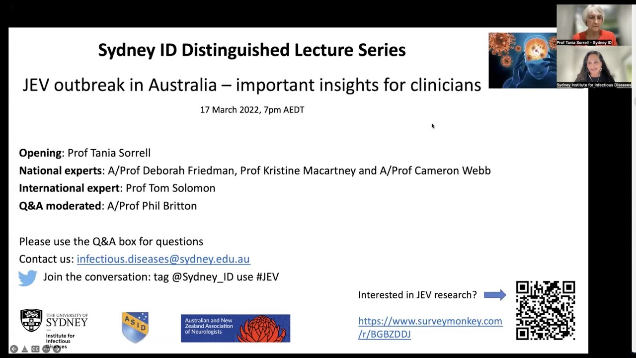 Sydney ID Distinguished Lecture Series: JEV - an update for Australian clinicians