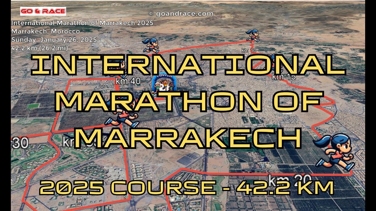 International Marathon of Marrakech 2025: fly over the marathon course! Video of the race path.