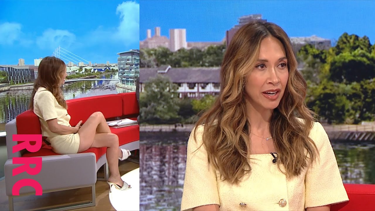Myleene Klass }leggy in yellow shorts