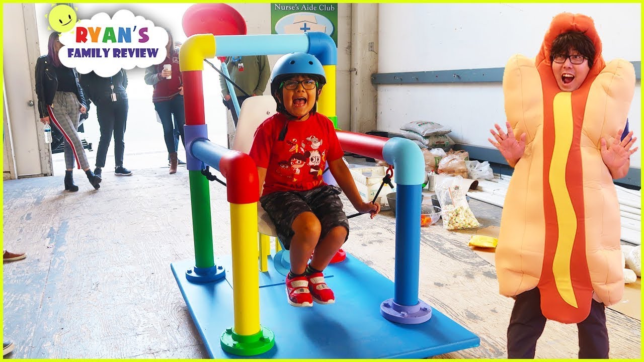 Ryan Test the Giant Catapult Launcher on Ryan's Mystery Playdate!!