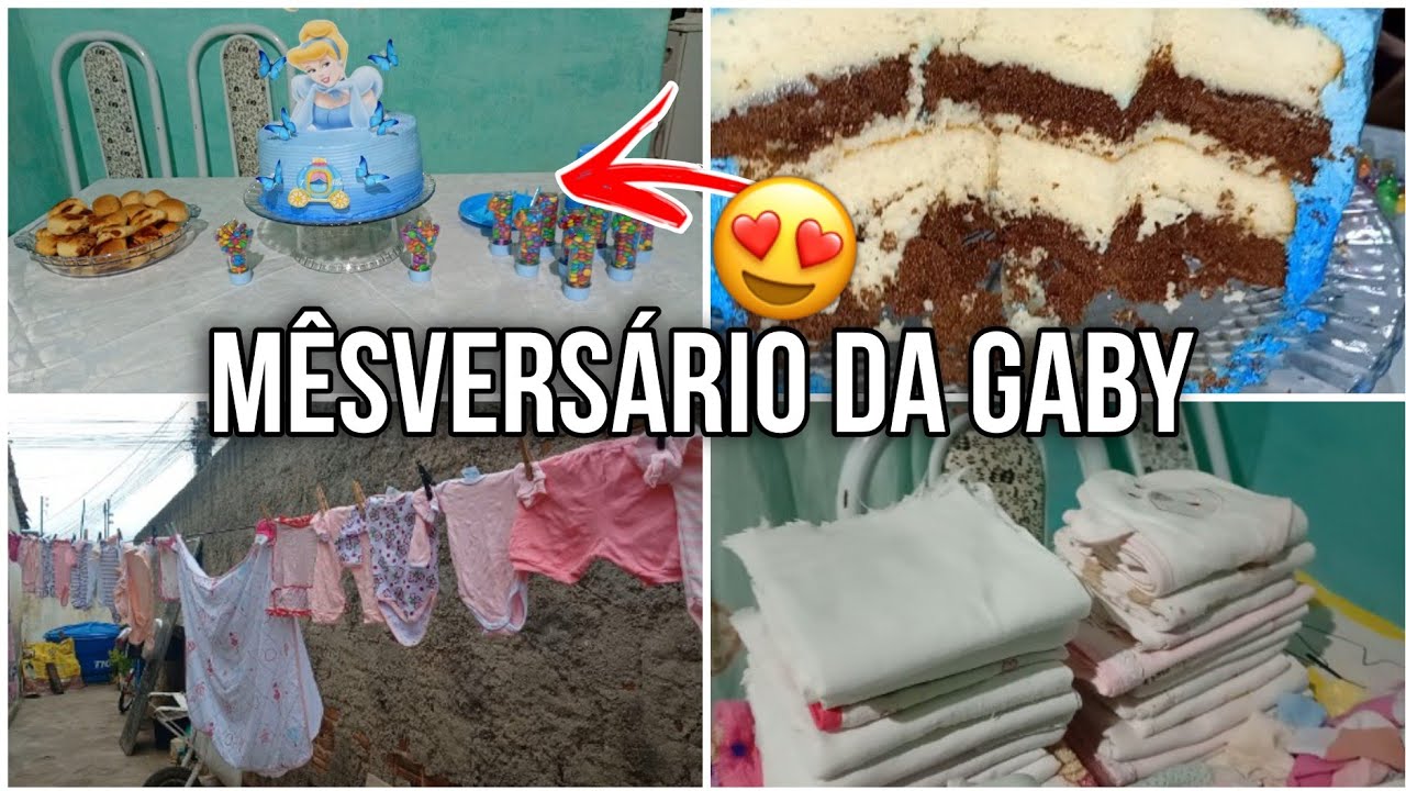 MÊSVERSÁRIO DA NOSSA FILHA - 1 MÊS DA GABY 🎉❤️ TEMA CINDERELA 🩵