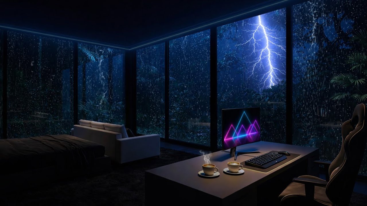 You Will Fall Asleep in 5 Minutes with This Heavy Rain and Thunderstorm at Night