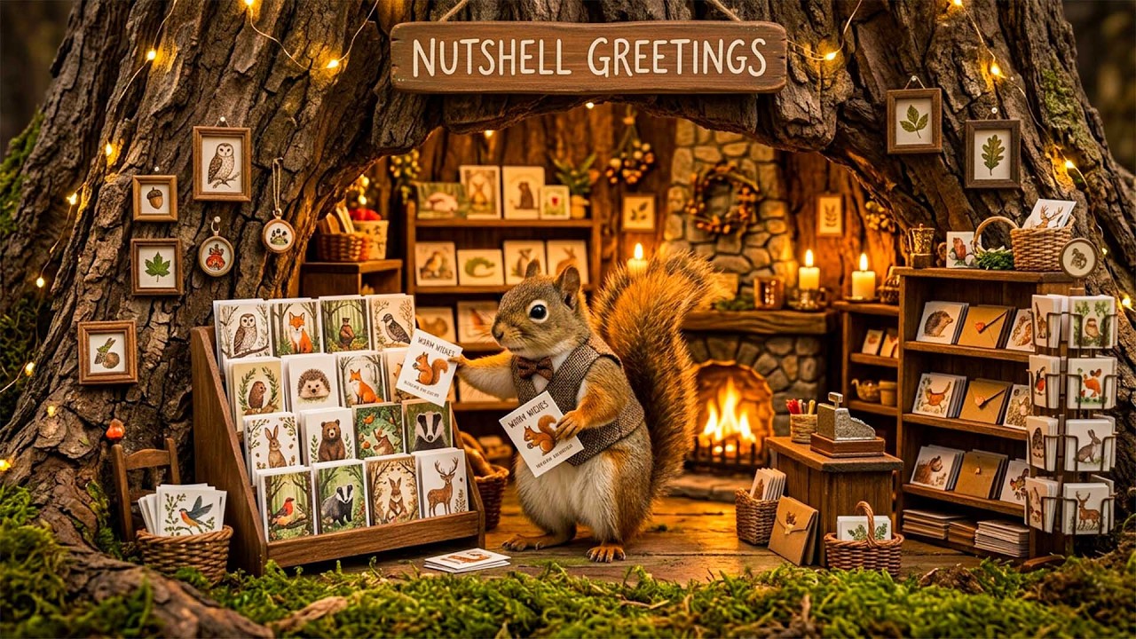 Squirrels in the Forest Shop - Gentle Piano & Nature Sounds | Cozy Ambience for Relaxation and Sleep
