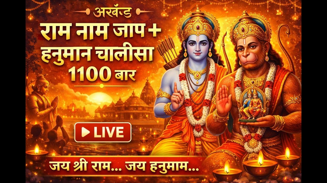 LIVE 🔴 Ram Naam Jap + Hanuman Chalisa | अखंड राम नाम & हनुमान भजन 1100 बार | Bhakti Live