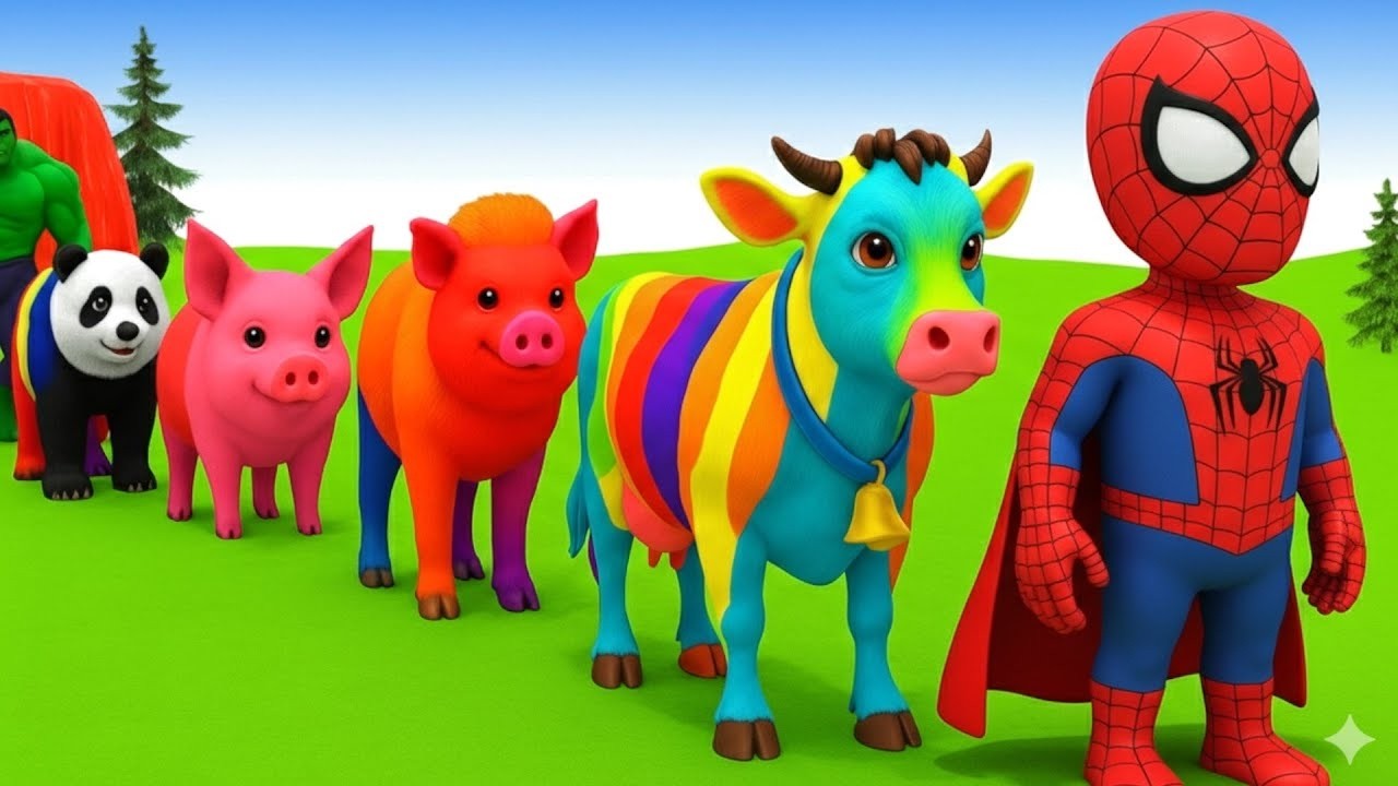 Long Slide Game With Cow Elephant Gorilla Hippopotamus Tiger 3d Animal Game Funny 3d Animals