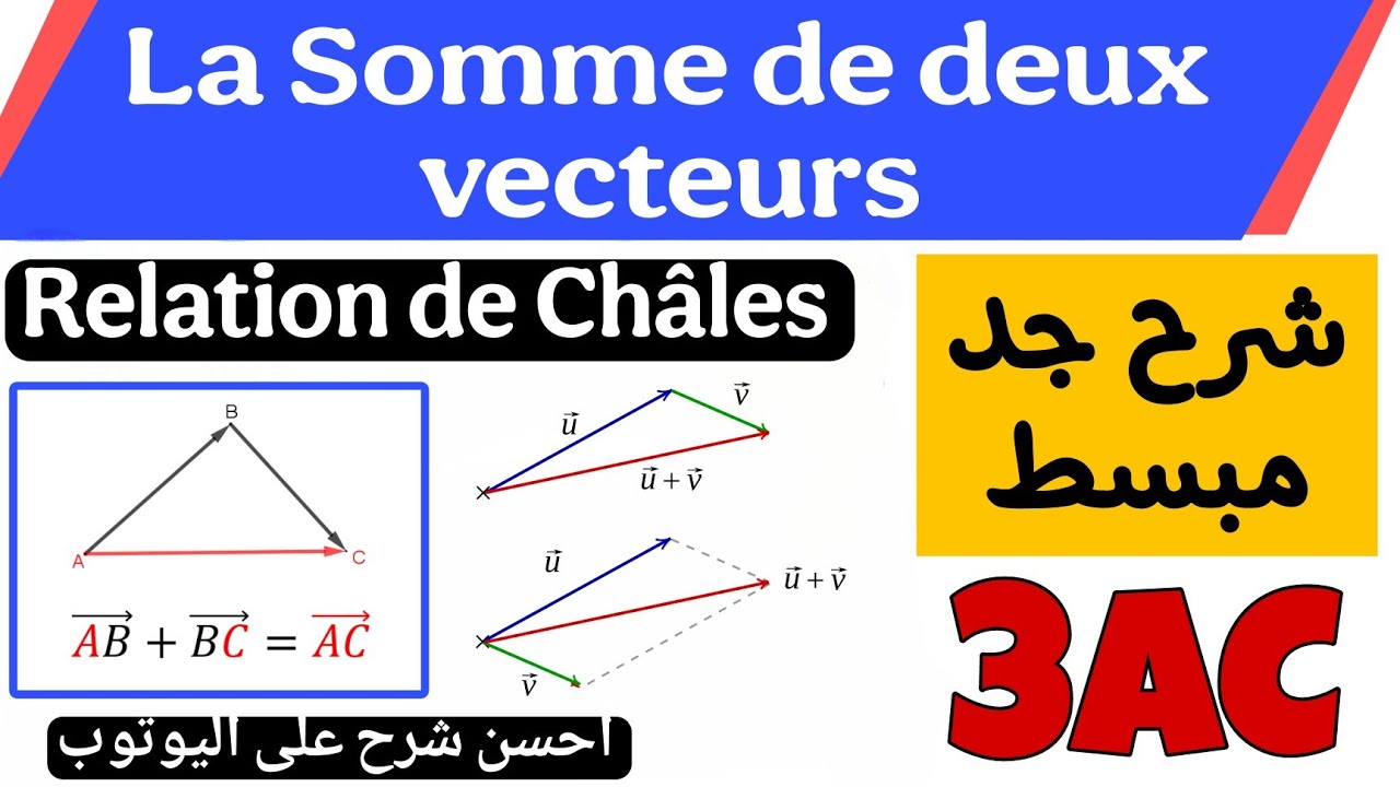 les Vecteurs et Translation 3AC la somme de 2 vecteurs Relation de Châles أجي تفهم علاقة شال ببساطة