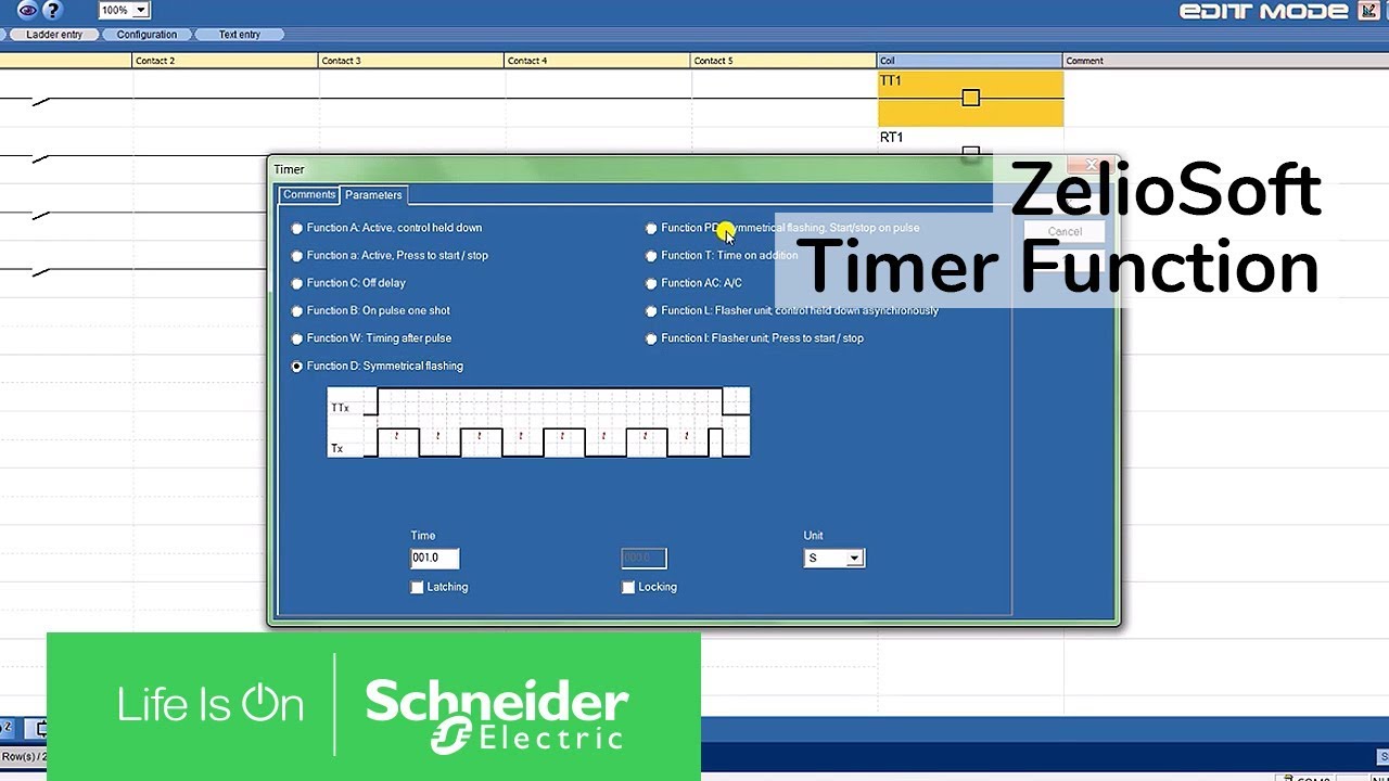 Использование функции таймера D PD T AC L l в релейной логике ZelioSoft 2 | Поддержка Schneider E...