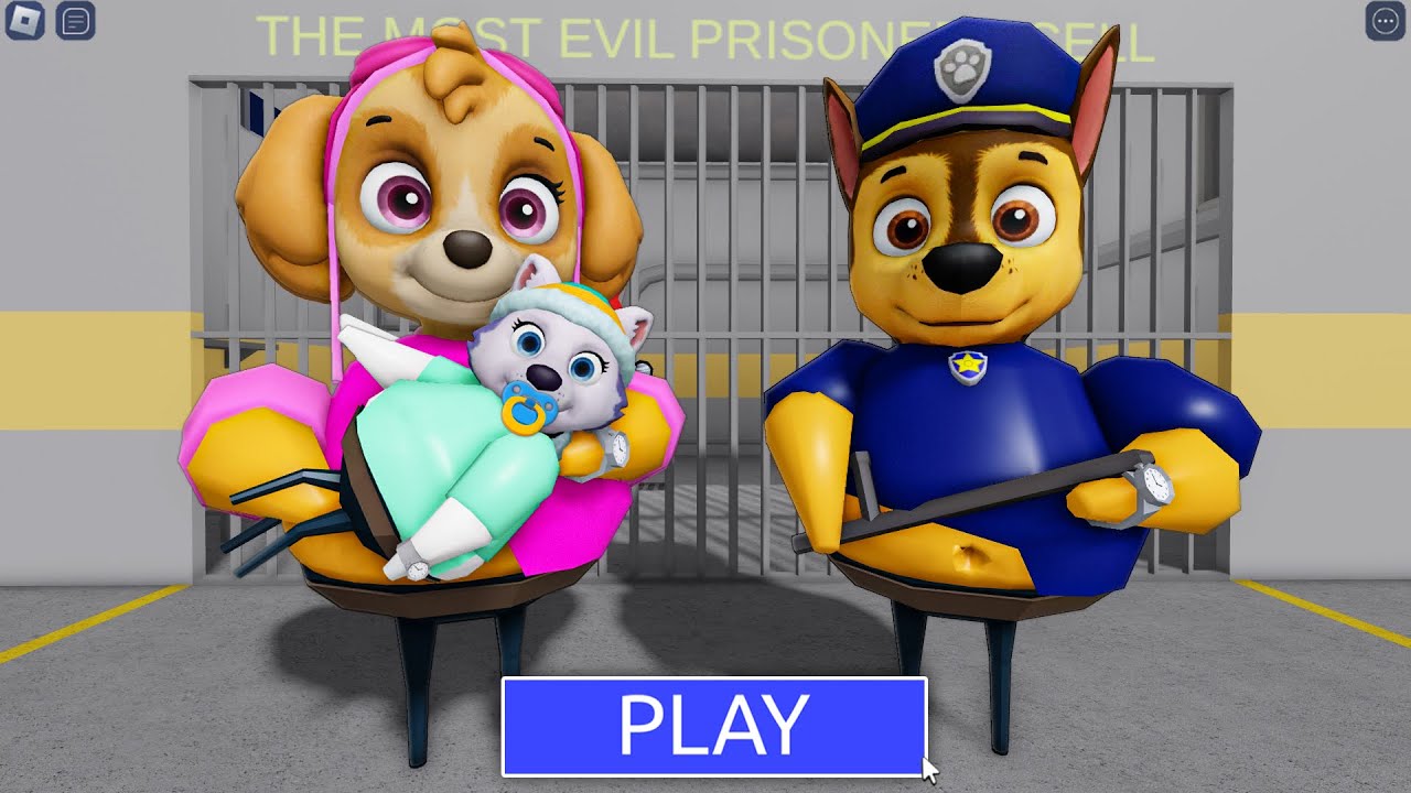 PAW PATROL! SKYE WITH BABY EVEREST! PRISON RUN BARRY! #Roblox #obby