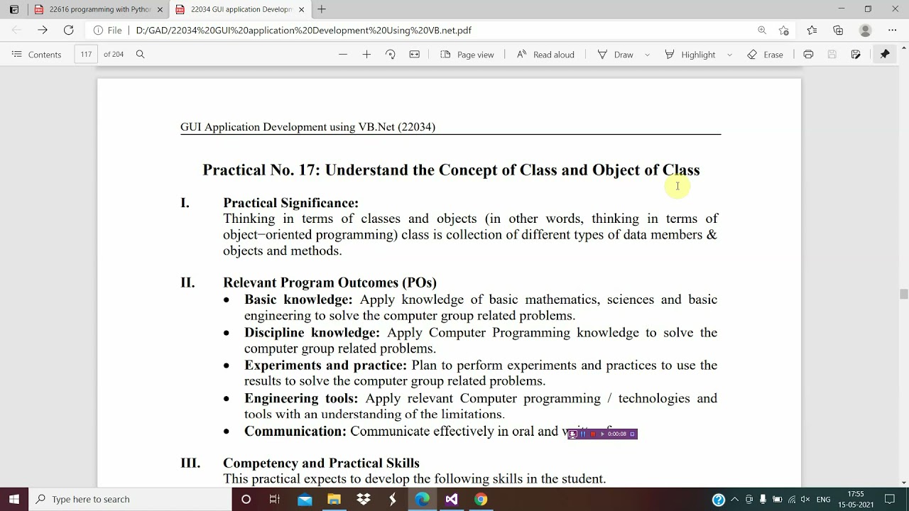 Exp 17 | VB. NET Concept of class and Object of Class | GUI Application Development Using VB.NET