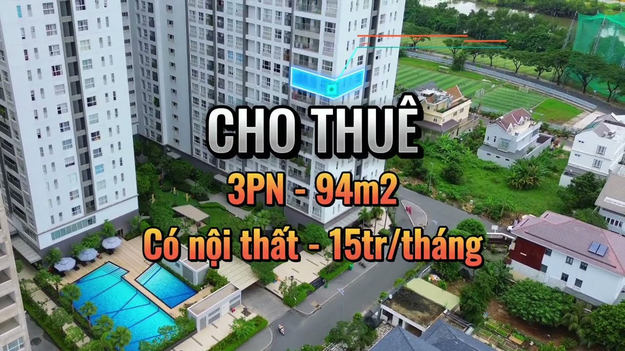 Cho thu&ecirc; #3: Căn hộ Sunrise Riverside 3 ph&ograve;ng ngủ - 15tr/th&aacute;ng. View hồ bơi, c&oacute; nội thất.