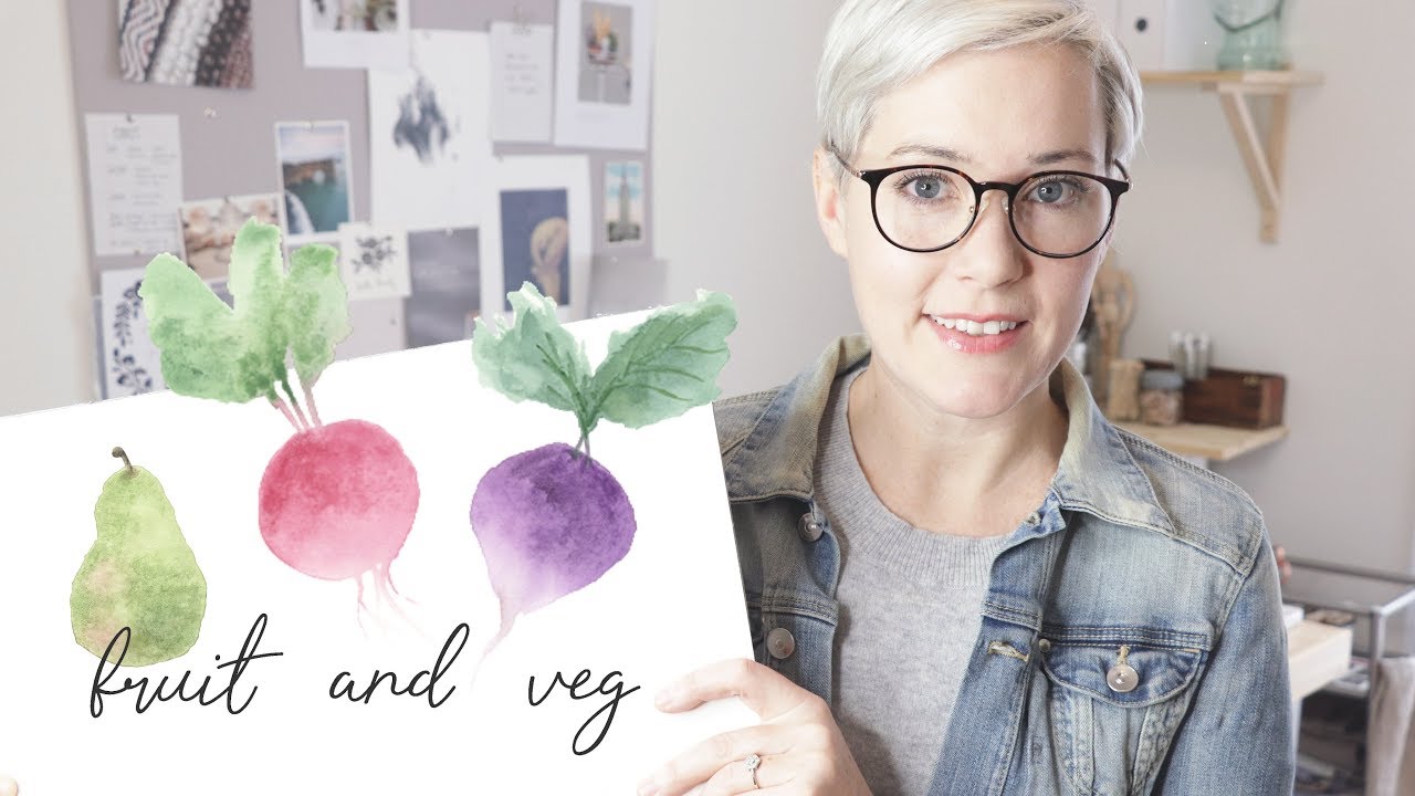 Wet into Wet Watercolor Technique | Fruits and Vegetables