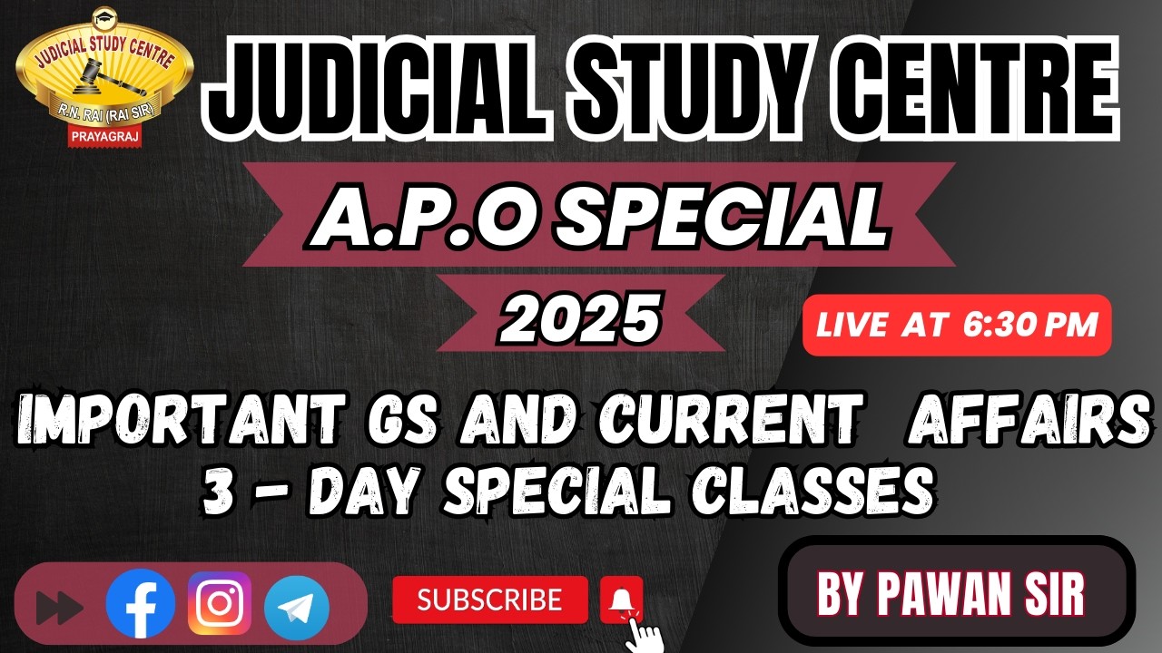 UP APO 2025 GS | Current Affairs By Pawan Rai Sir |#UP #APO #judiciary #JudicialStudyCentre#prelims
