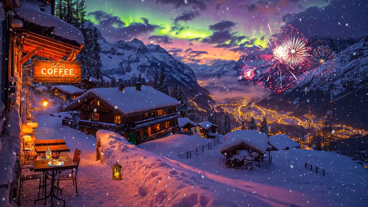 Cozy New Year's Eve Ambience 🎆 Relaxing Jazz Music and Beautiful Fireworks for a Good New Year ✨