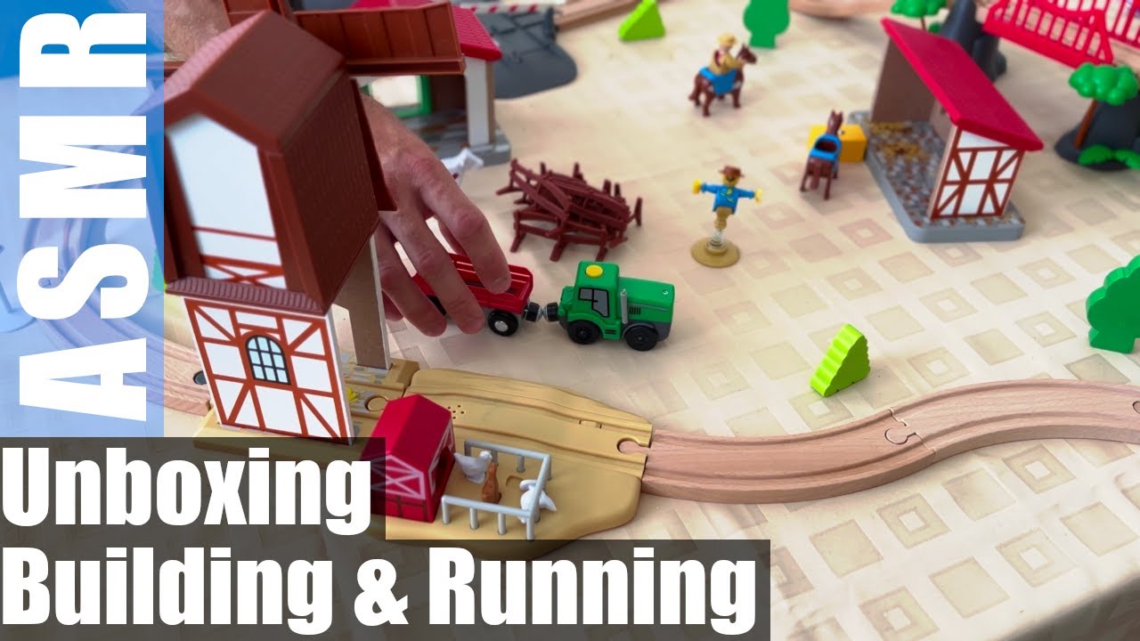ASMR Toy Set Unboxing, Building and Running, No Talking - Playtive (Lidl) Farm Train Set