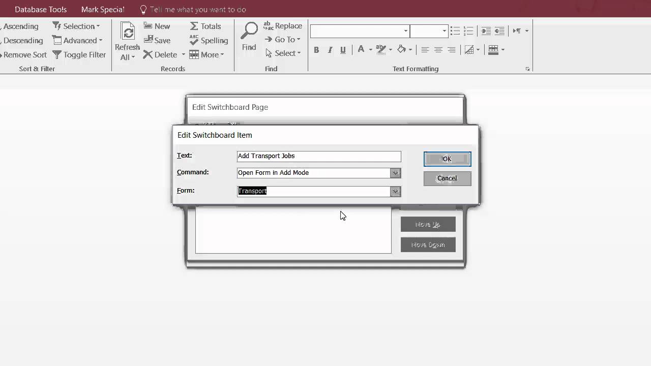 Switchboard in Microsoft Access