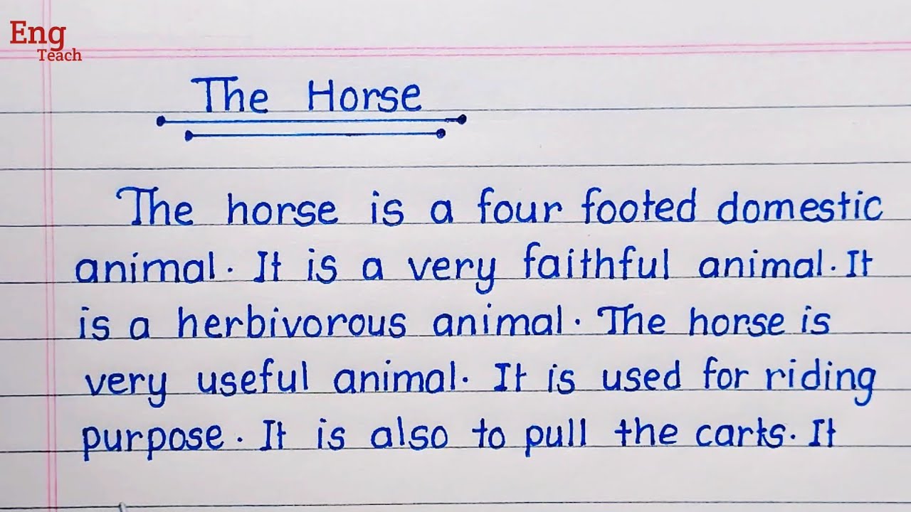 Essay on The Horse | Essay writing | English essay | English writing | handwriting | Eng Teach