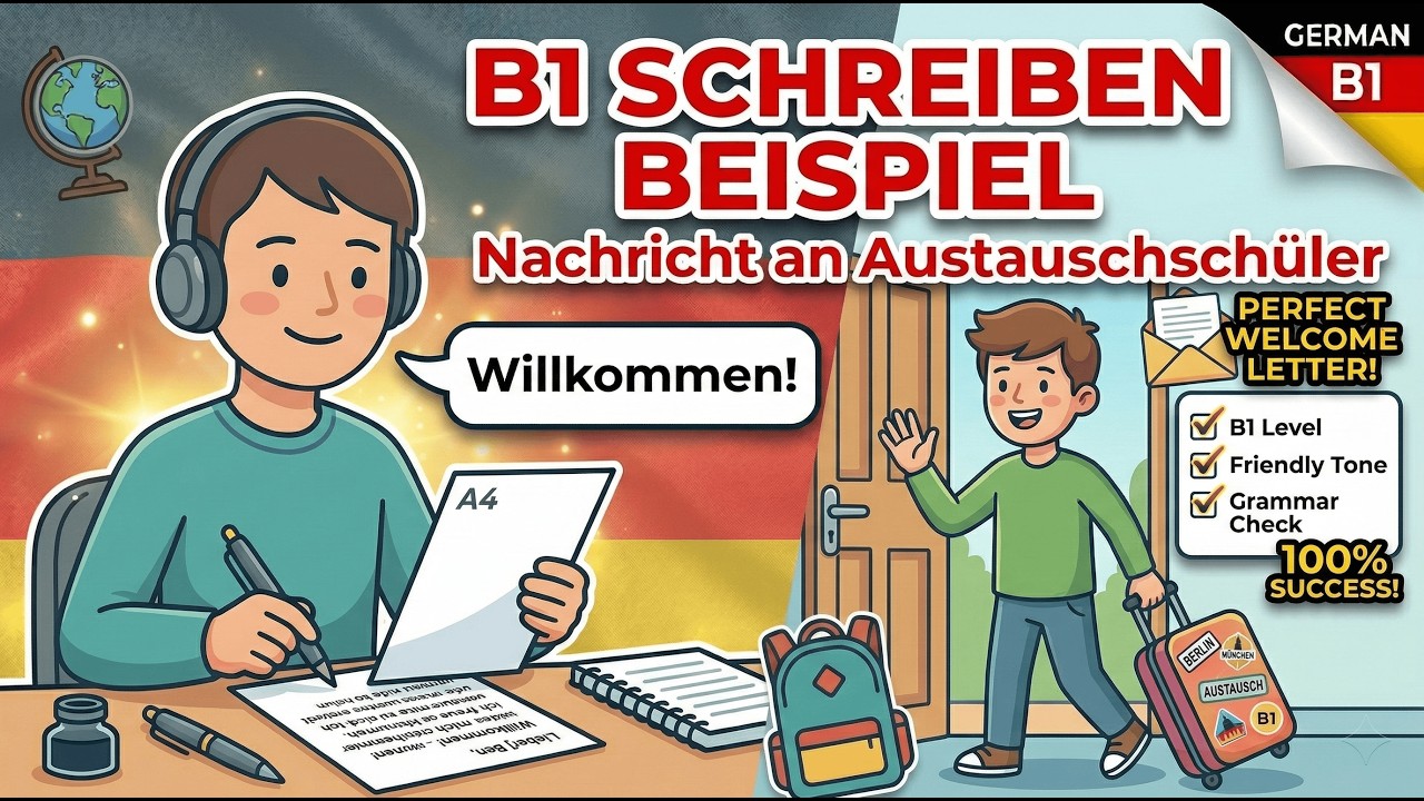 German B1 Writing: How to Write a Message to an Exchange Student (3 Examples) | Schreiben Teil 1