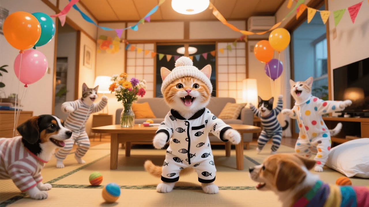 Ginger Kitten Wanted to Host a Sleepover Party — Mama Cat Stayed Up All Night Preparing 🐱🎉