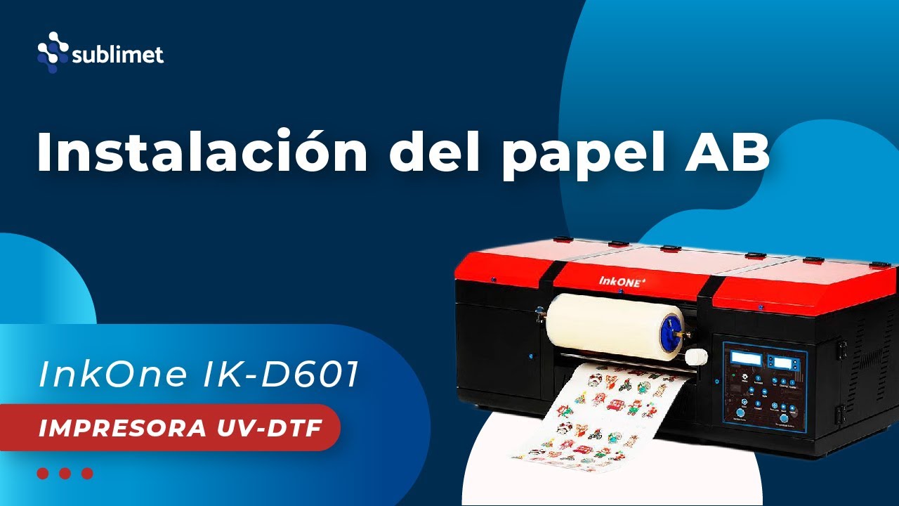 2- Instalación del papel AB en la Impresora de stickers UV-DTF InkOne IK-D601 (30 cm)