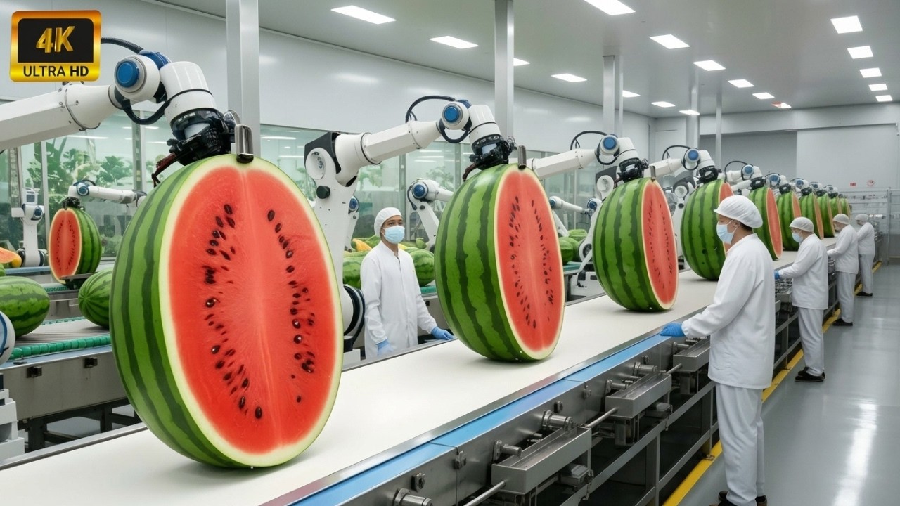 😱 How Watermelon Juice Is Made in Factories 🍉 | Raw Fruit to Bottled Drink!