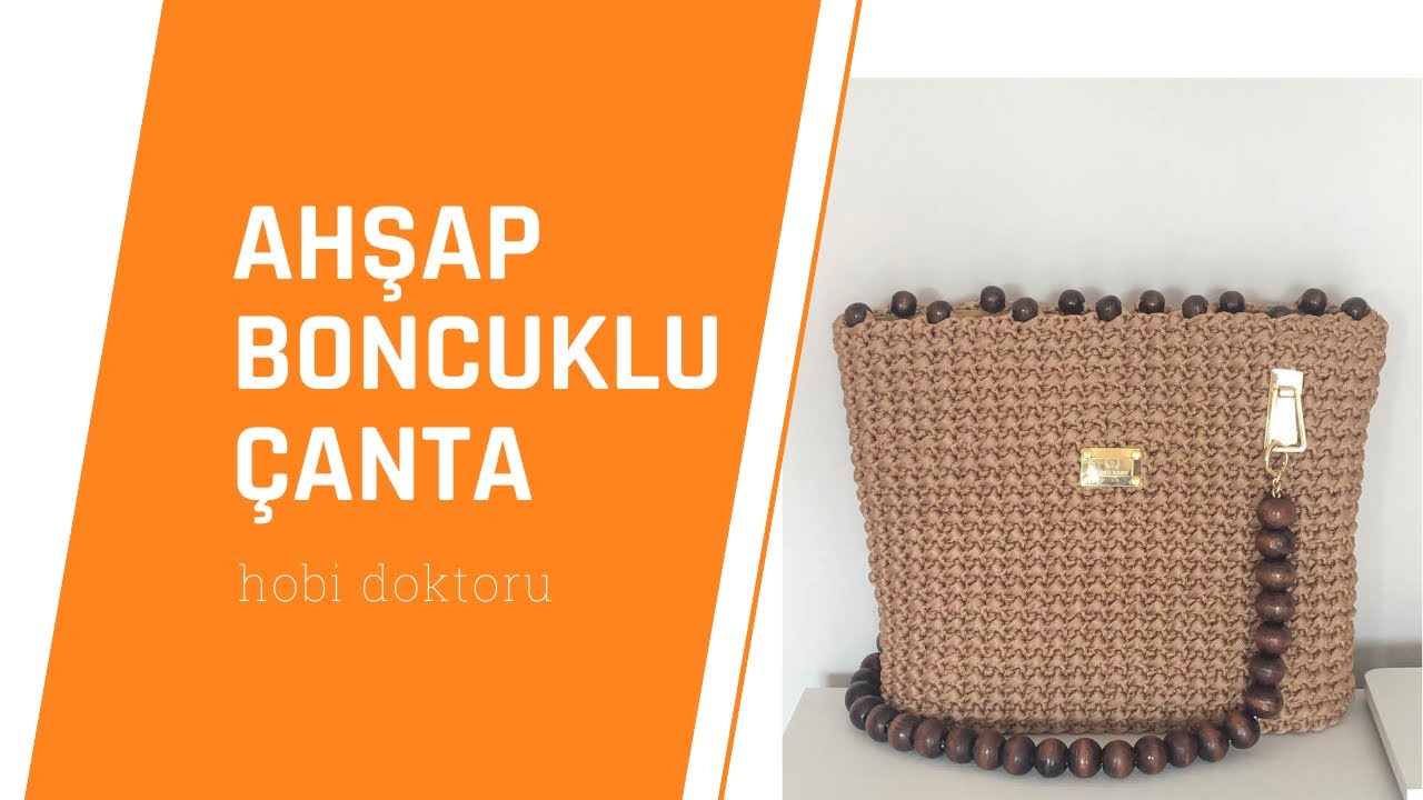 AHŞAP BONCUKLU ÇANTA #örgüçanta#crochetbag