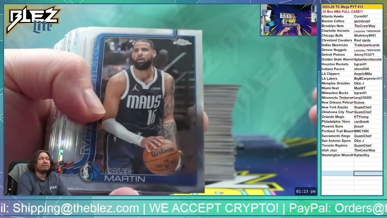 2025-26 Topps Chrome Mega NBA 20 Box Full Case Break #13 Pick Your Team