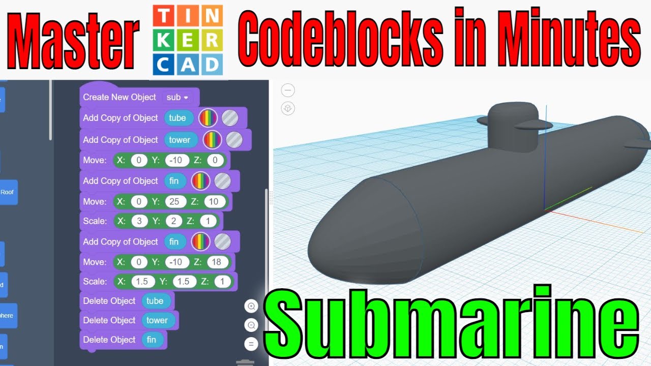 Создайте подводную лодку Slick Submarine в Tinkercad Codeblocks за считанные минуты