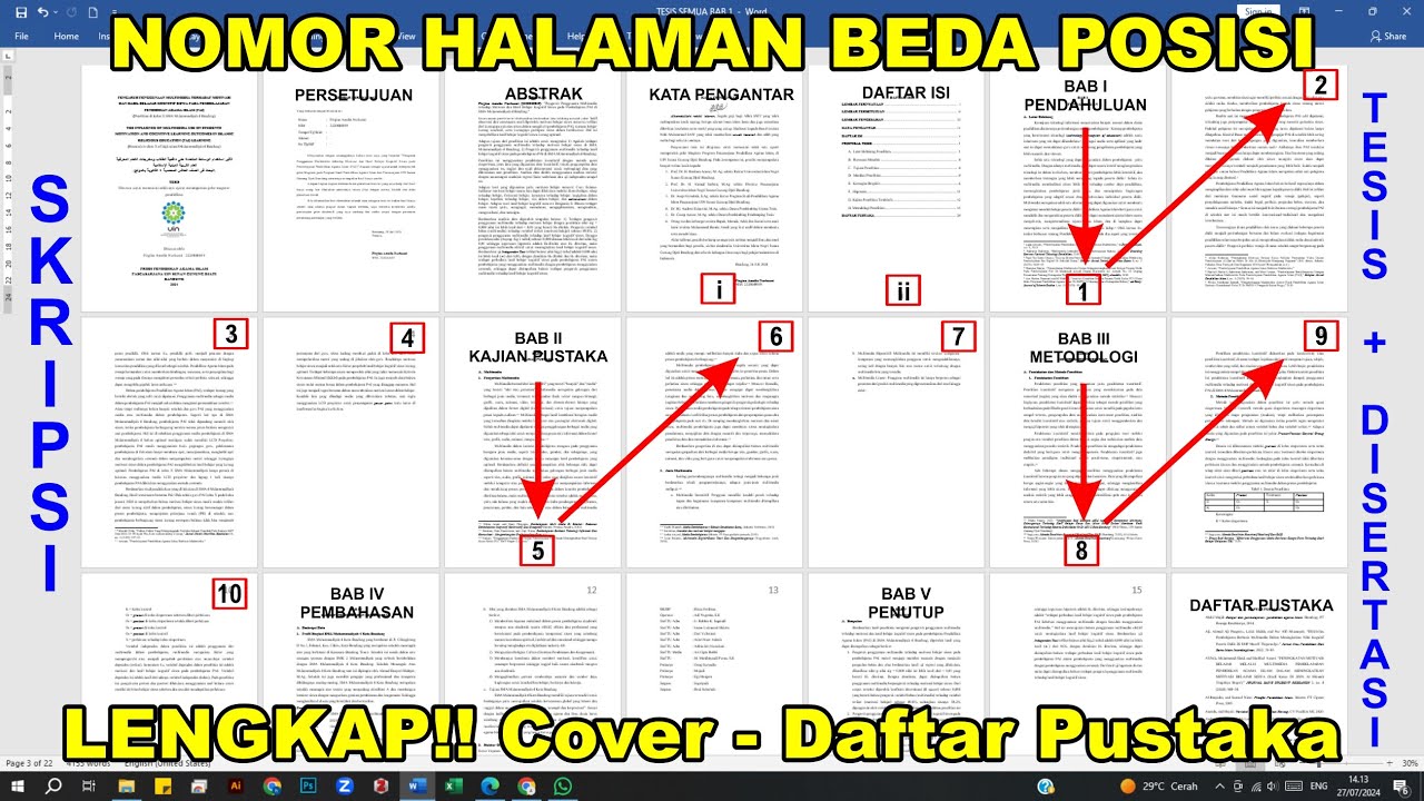 Cara membuat nomor halaman di word untuk skripsi tesis dan disertasi