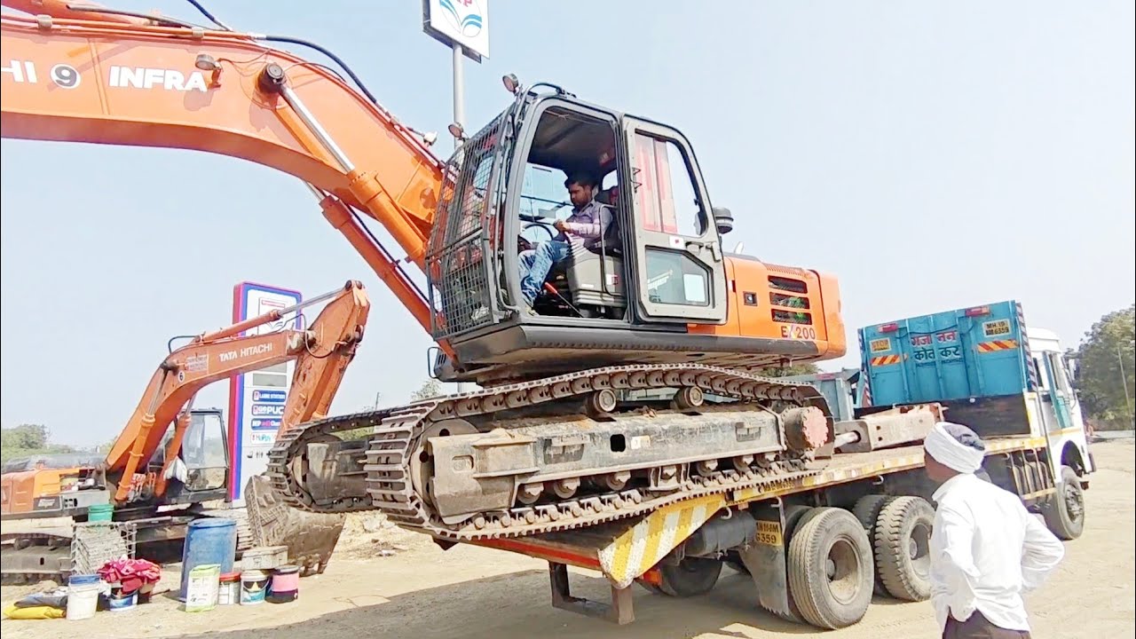  टेलर  से पोकलेन (Excavator)मशीन कैसे उतारें | Safe तरीका | पूरा प्रोसेस