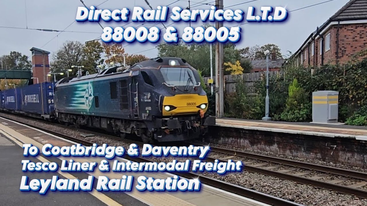 Direct Rail Services 88008 & 88005 On Freight Between Daventry & Coatbridge At Leyland Rail Station