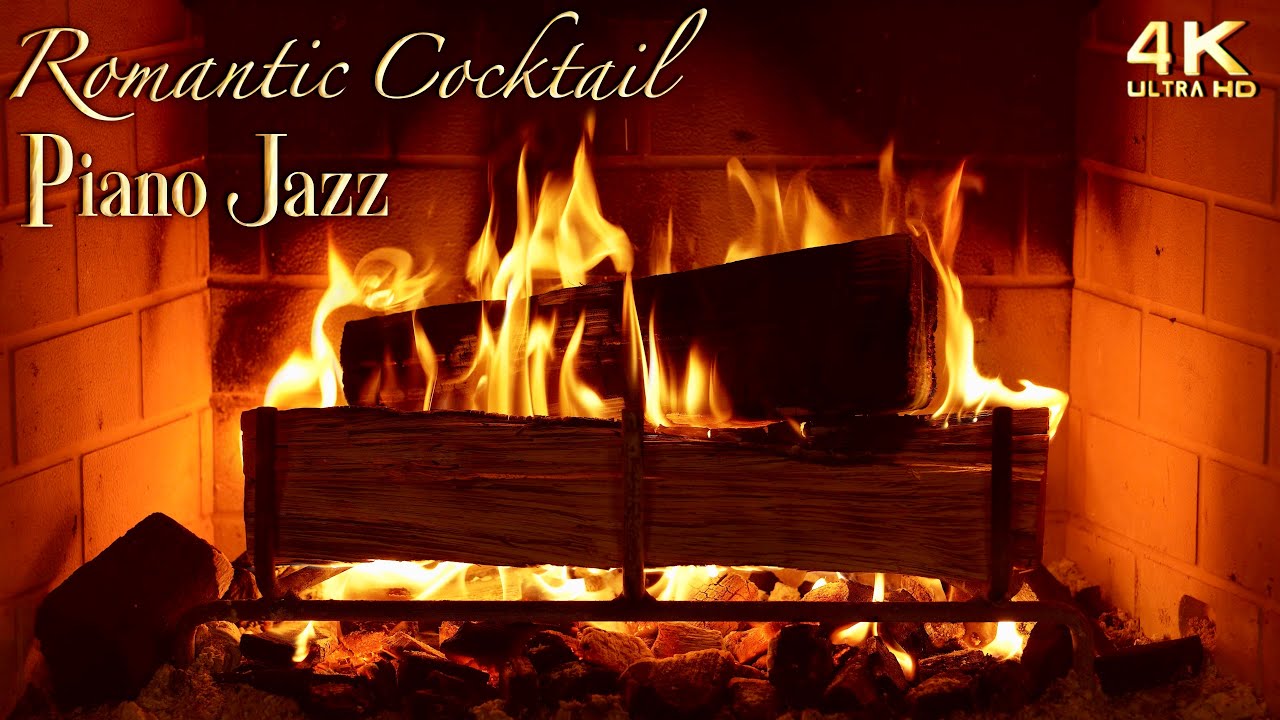 Romantic Cocktail Piano Jazz Music Fireplace ⏐No Ads