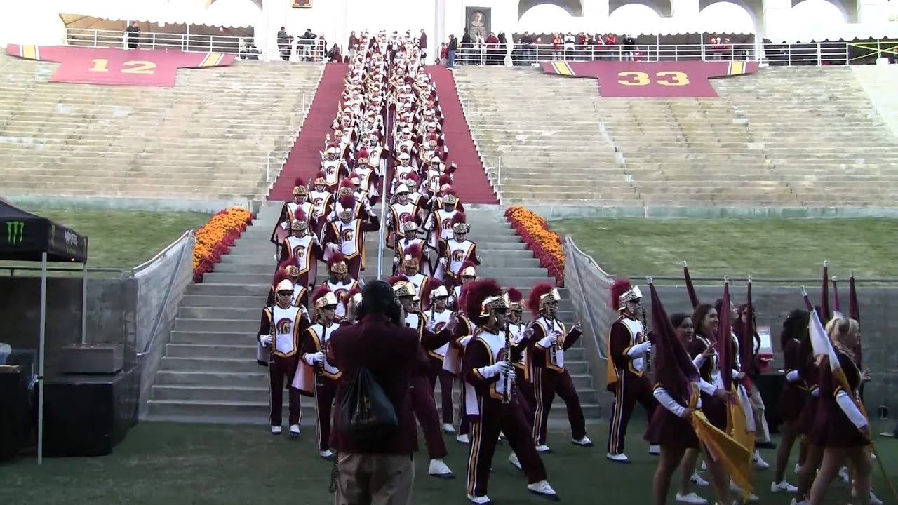 USC Band enters the Coliseum down the Peristyle 11/27/10
