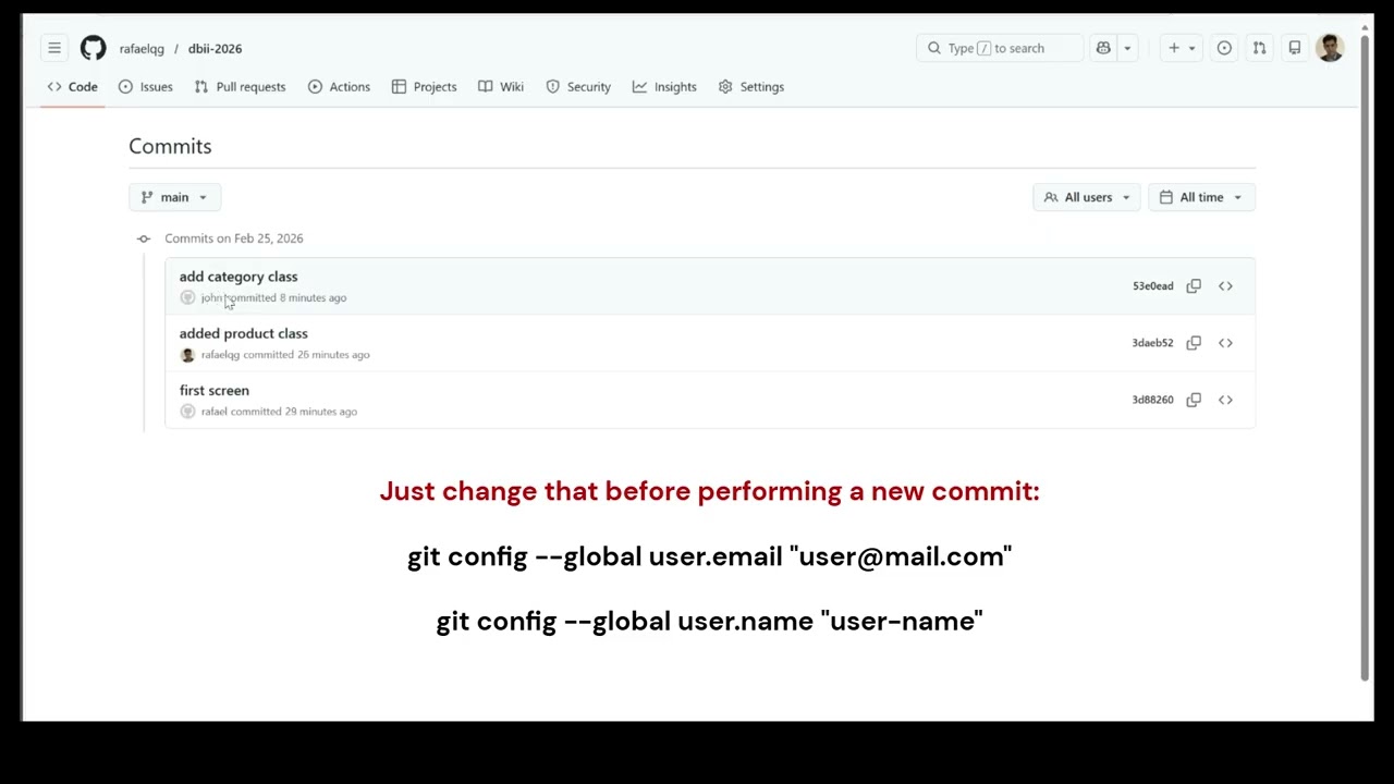 GitHub: как изменить имя пользователя, отображаемое в журнале коммитов