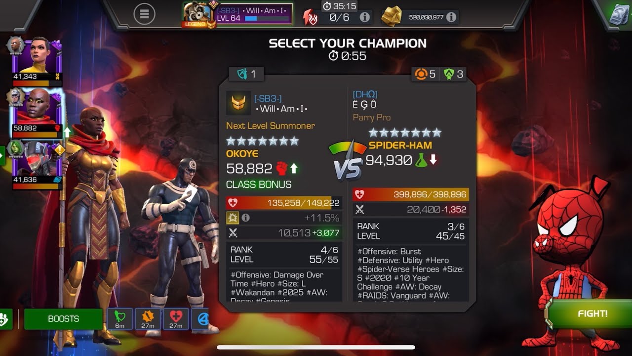 AW Season 60. Okoye vs Spider-Ham on Node 40 Obstinate Charge/ Mix Master 